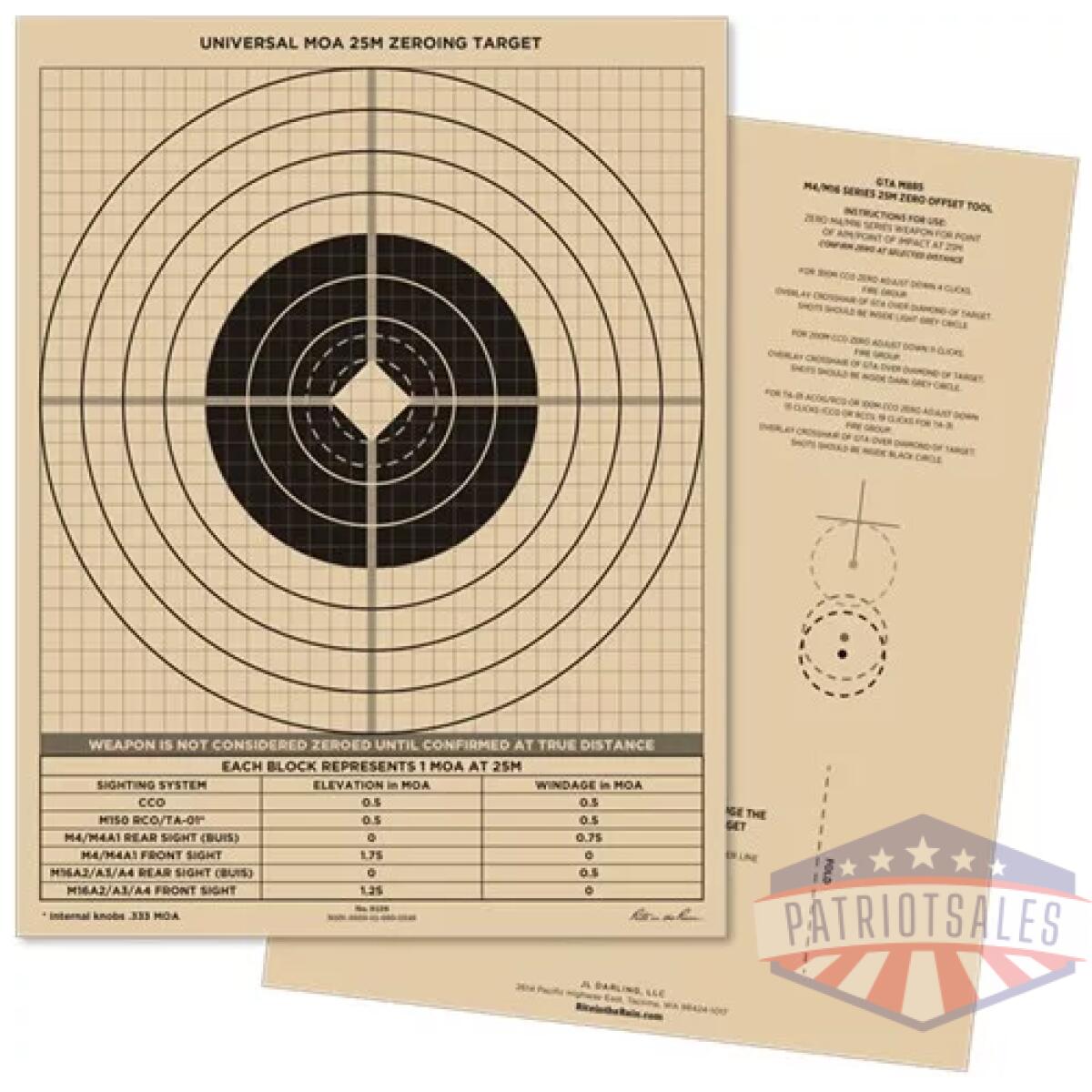 Rir-9126. Webp - all-weather 25m multipurpose zeroing target - universal moa - 100 pack - rir 9126