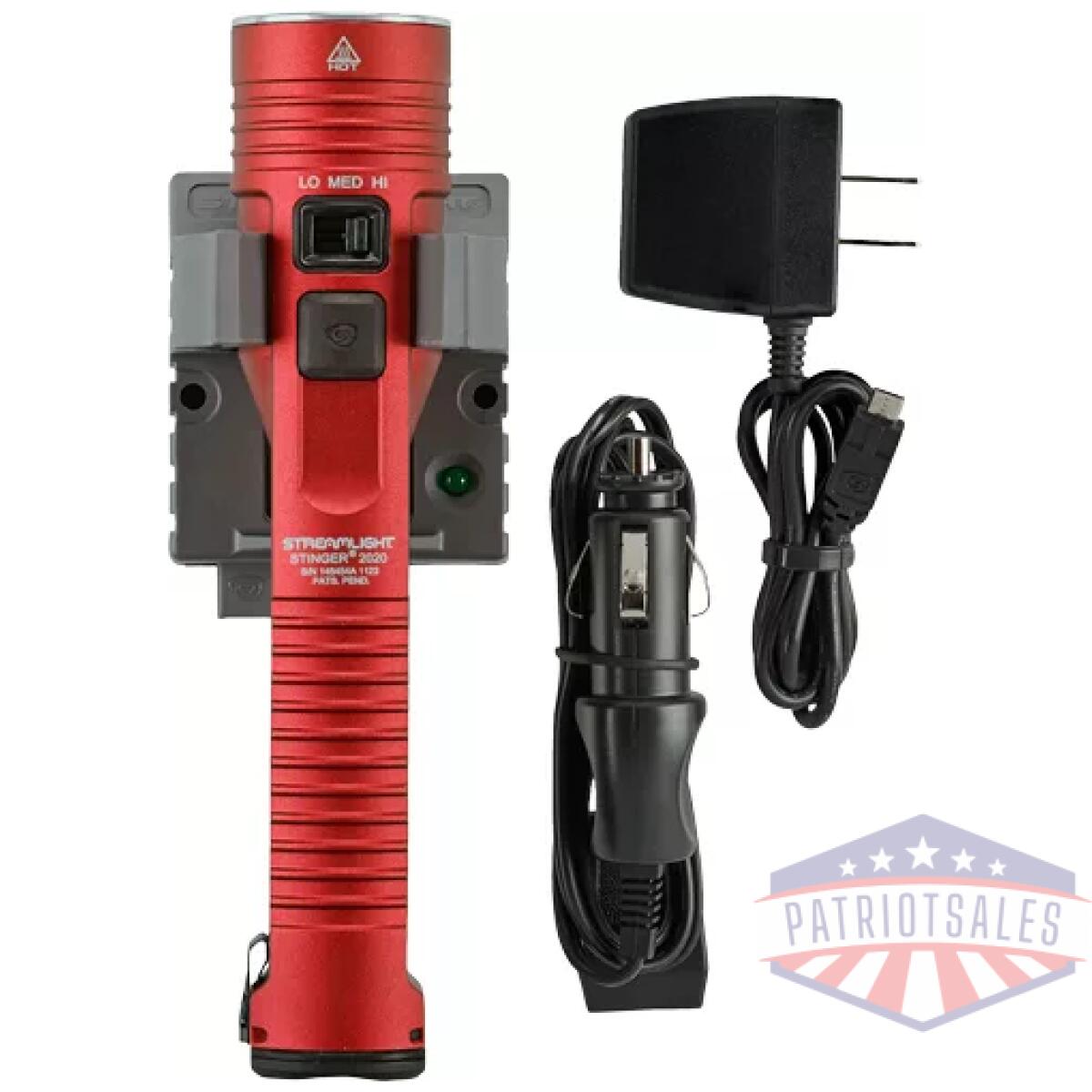 S78121. Webp - streamlight stinger 2020 led - w/120v ac/12v dc charger red - s78121