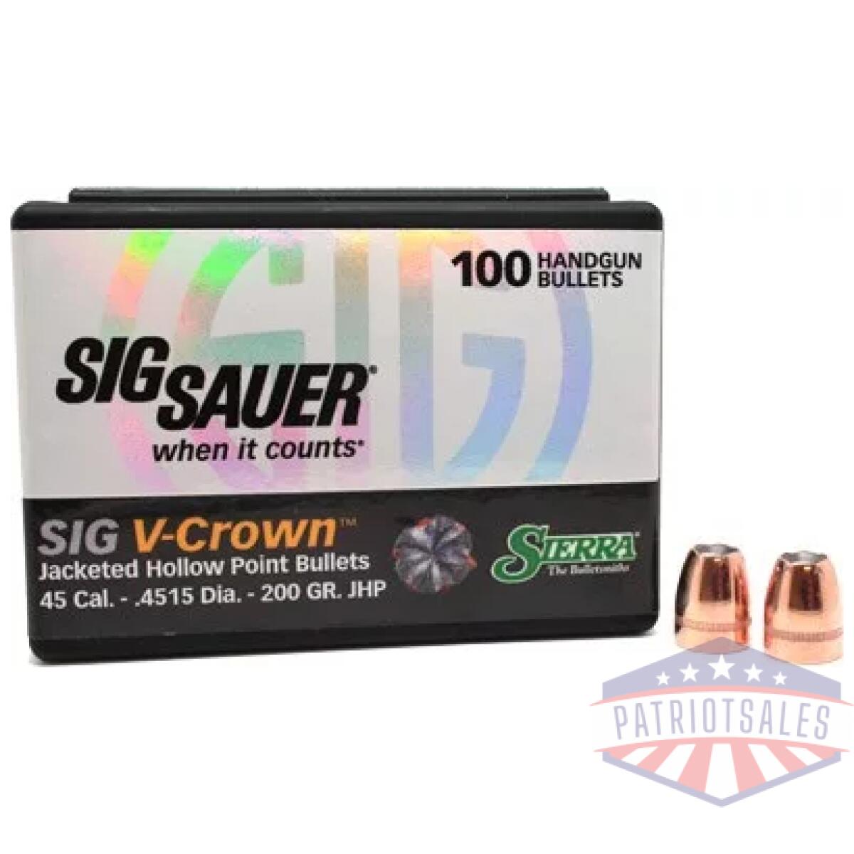 S9820. Webp - sierra bullets. 45 cal. 4515 - 200gr jhp sig v-crown 100ct - s9820