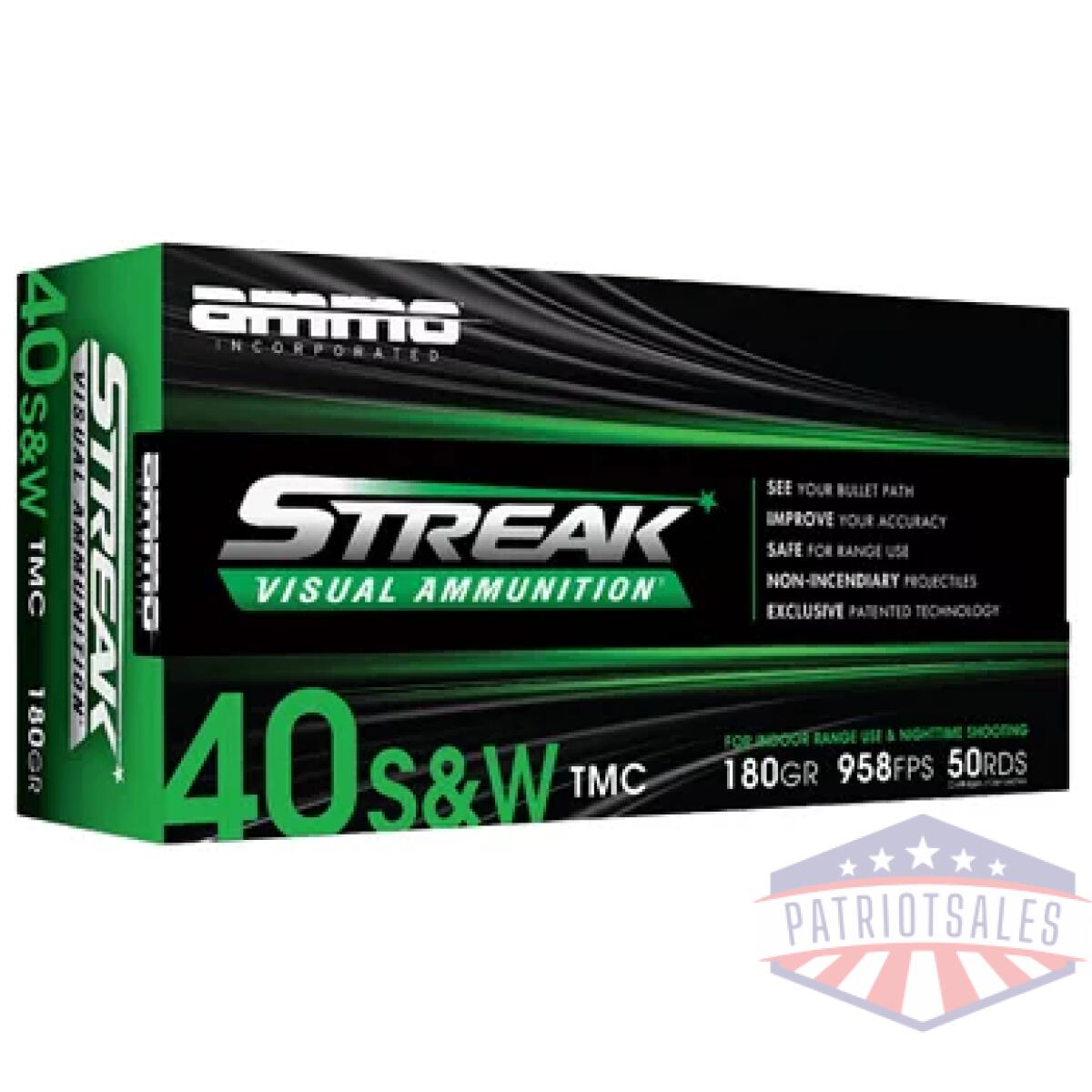 Strk40180tmc-grn_1. Webp - streak grn 40s&w 180gr tmc 50/1000 - strk40180tmc grn 1