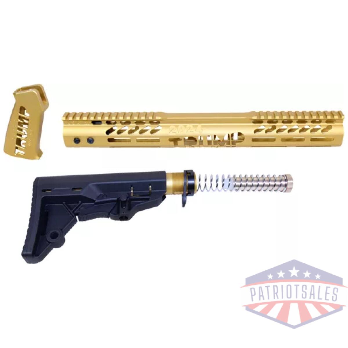 Trumpsetmilgold. Webp - guntec ar15 trump series - furniture set anodized gold - trumpsetmilgold