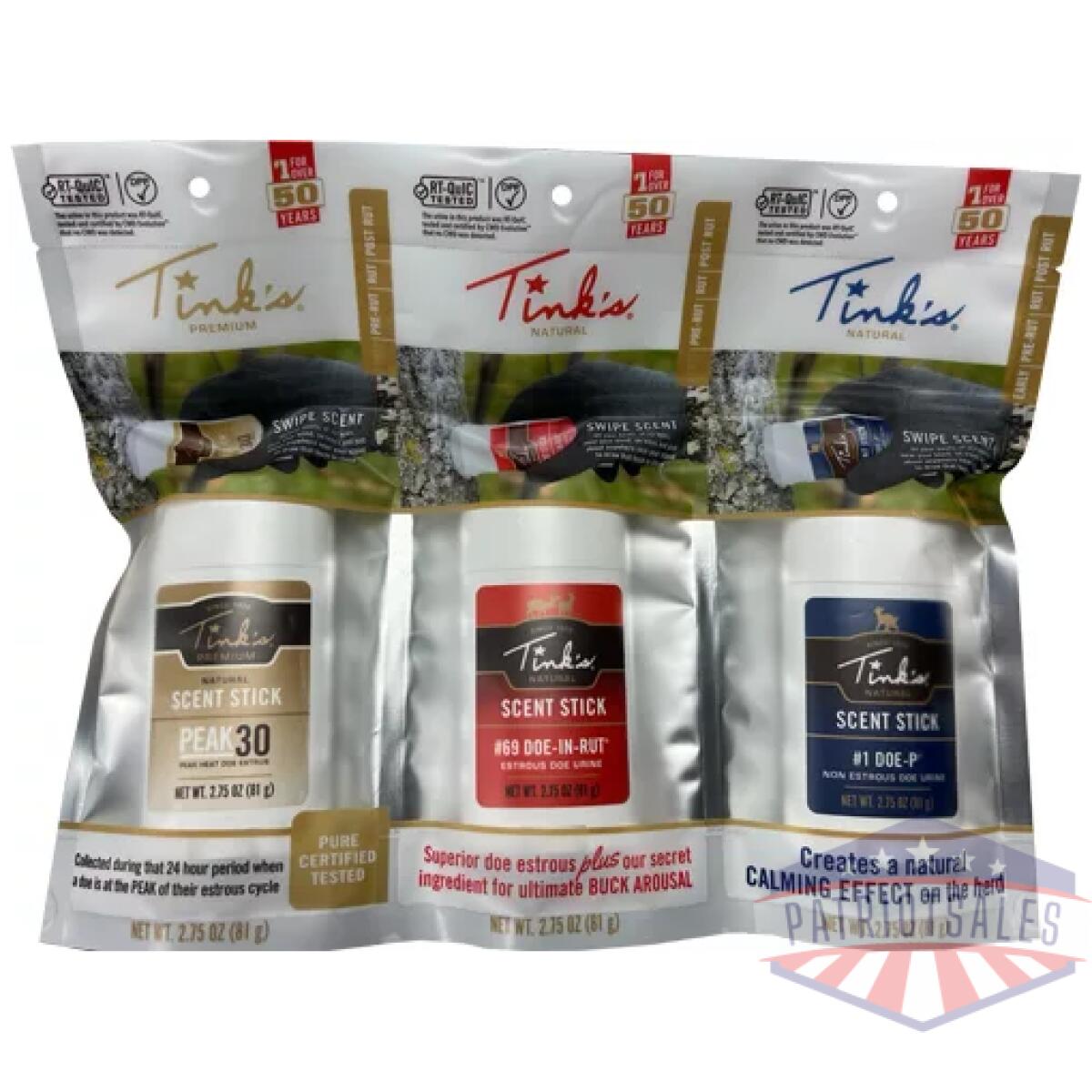 W6233. Webp - tinks deer lure scent sticks - 3pc. Value pack all season - w6233