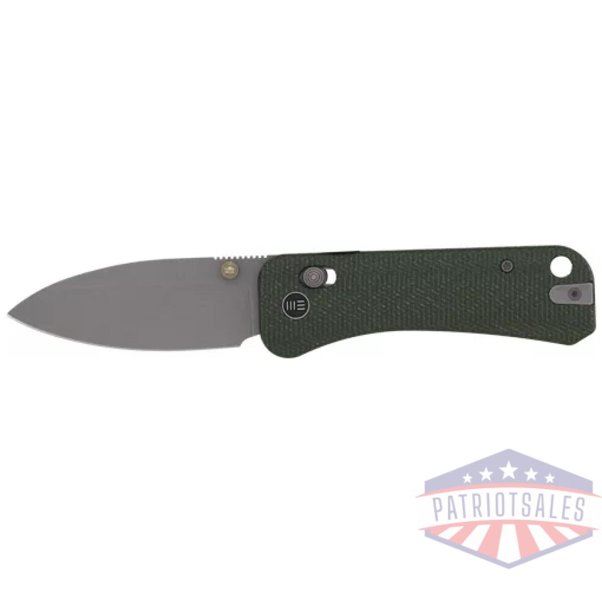 We230753. Webp - we knife banter 2 2. 87" green - canvas micarta/gray stonewash - we230753