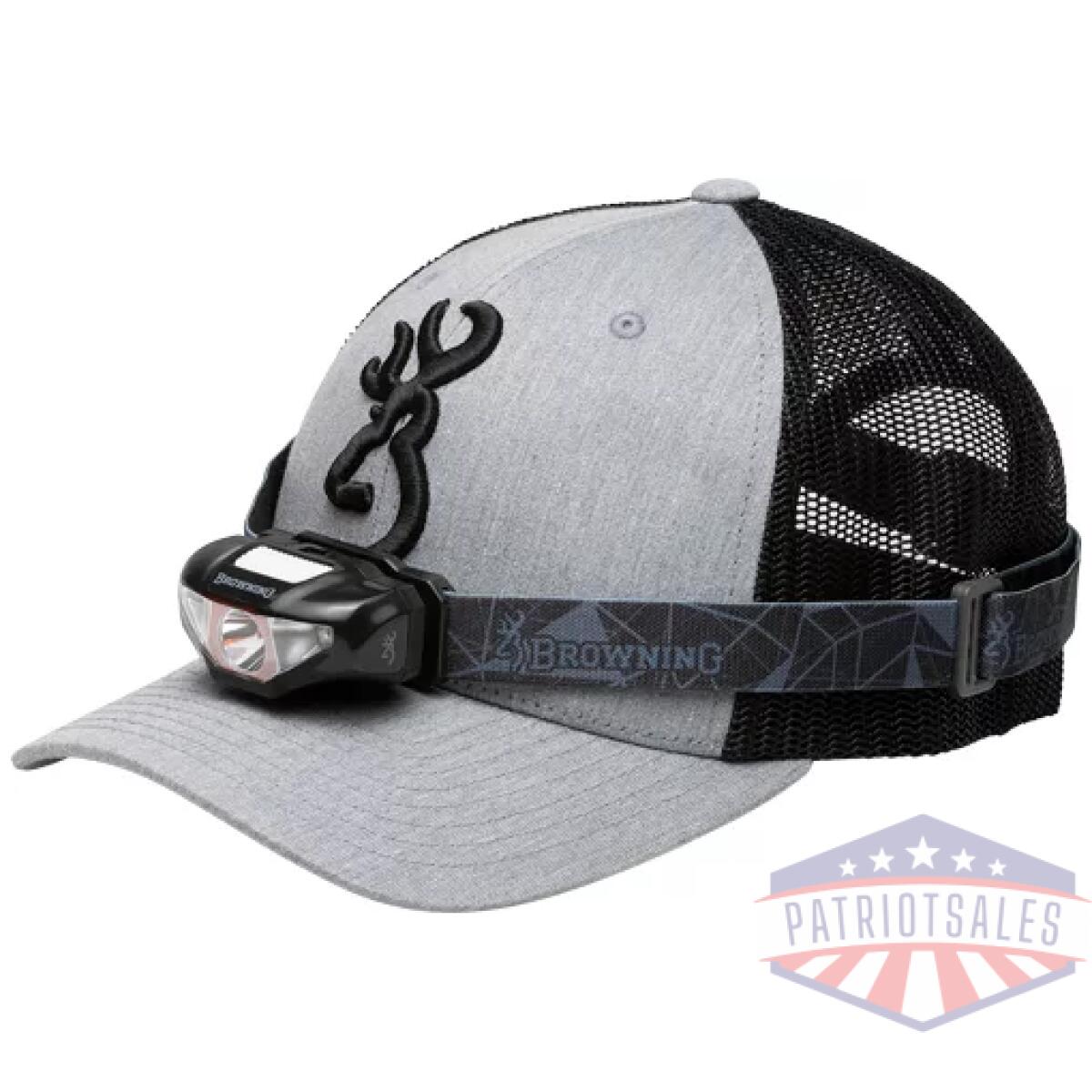 3713015. Webp - browning cap/headlamp combo - gray/blk w/100 lumen light - 3713015