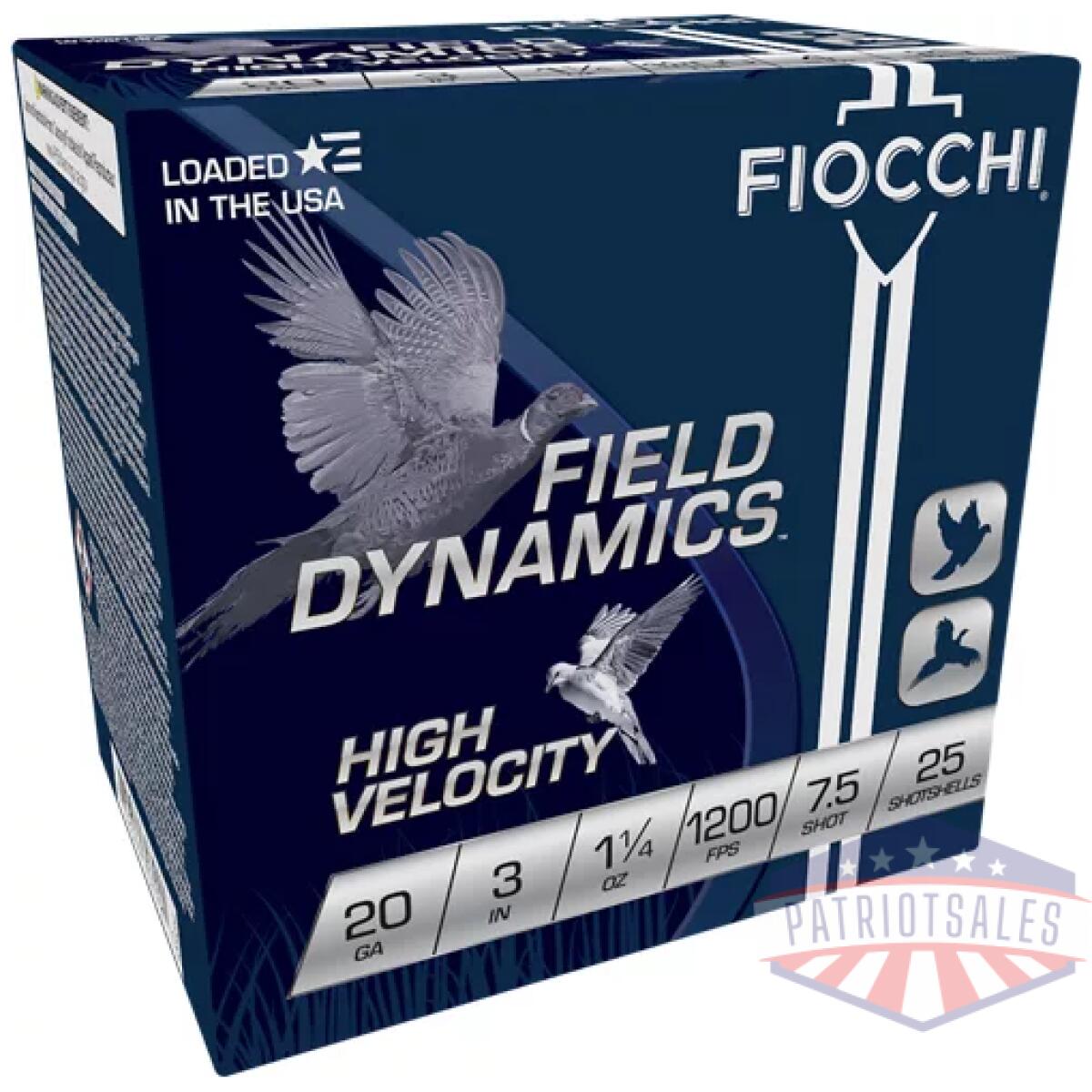 A203hv75. Webp - fiocchi 20ga 3" 1-1/4oz #7. 5 - 1200fps 25rd 10bx/cs - a203hv75