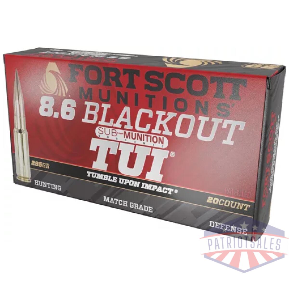 A86blk285scv2ss. Webp - fort scott 8. 6 blackout 285gr - tui solid copper 20rd 10bx/c - a86blk285scv2ss