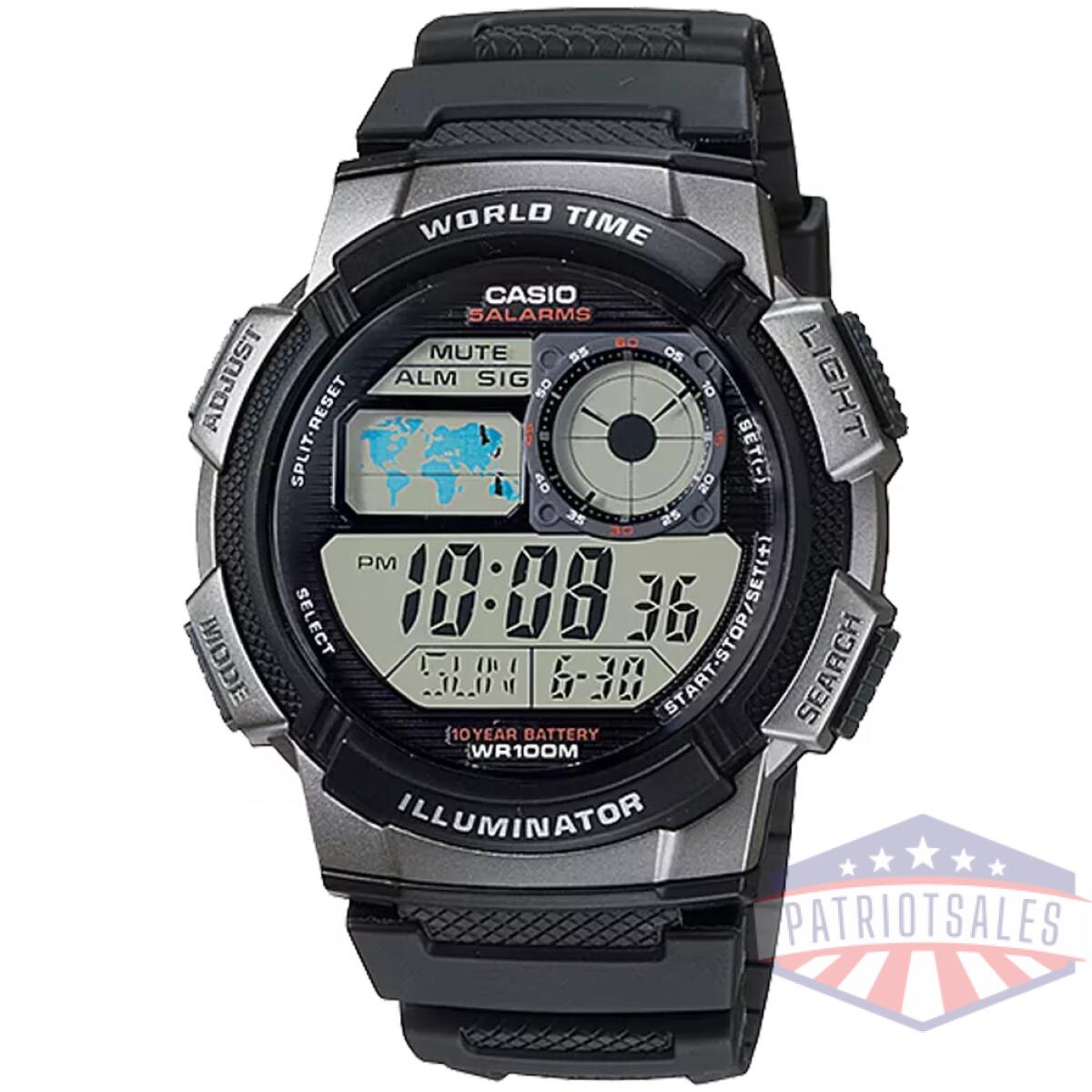 Cso-ae1000w-1bvcf. Webp - classic world time digital watch w/ 100 meter water-resistance - cso ae1000w 1bvcf