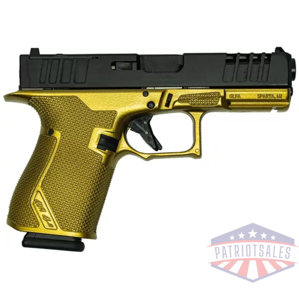 Gl19ggld. Webp - glfa 19 striker 9mm 4" 15 shot - black slide galaxy gold frame - gl19ggld