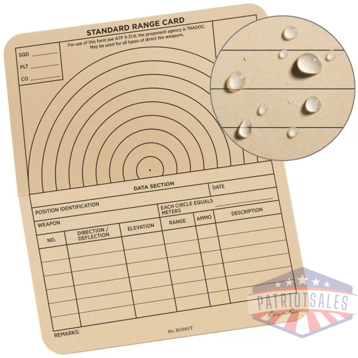 Rir-rc991t. Webp - 6 x 5 combat range card - rir rc991t