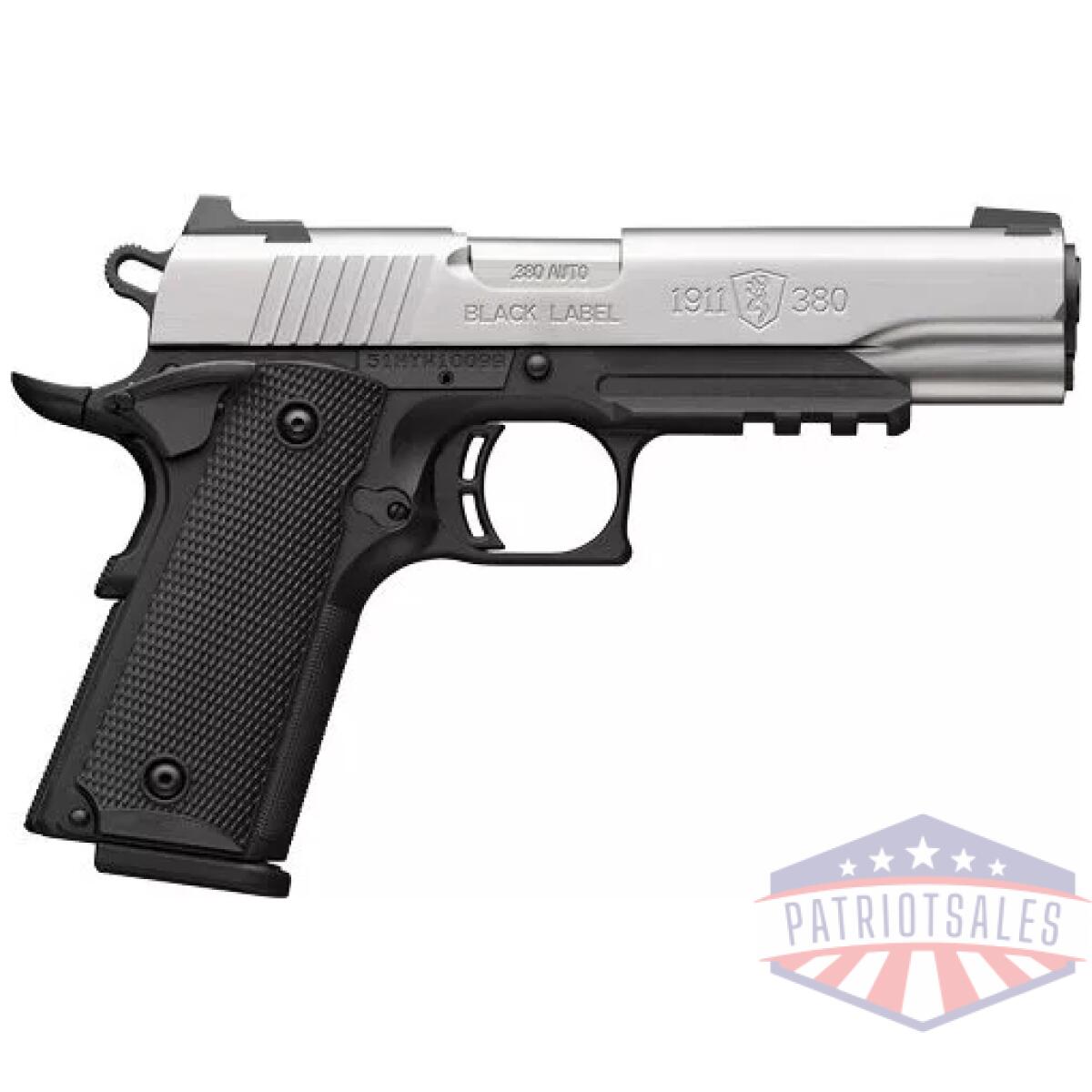 G051120492. Webp - browning 1911-380 ss 380acp - 4. 25"fs 8rd blk/ss w/rail - g051120492