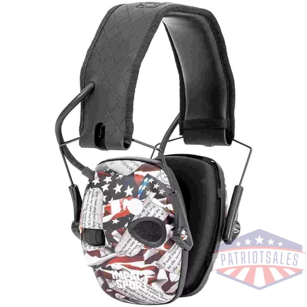 Howard Leight Impact Sport Bluetooth Small Earmuff - 2nd Amendment Black Diamond Pattern Band 21dB NRR